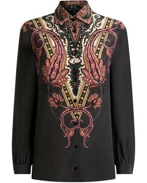 Etro Paisley-Print Silk Shirt - Black