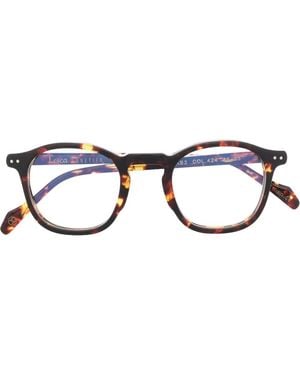 Lesca Gafas Con Montura Redonda De Carey - Marrón