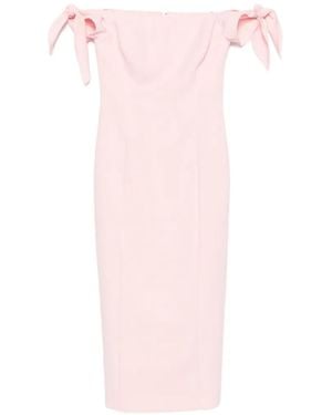 Carolina Herrera Off-Shoulder Bow-Detail Midi Dress - Pink