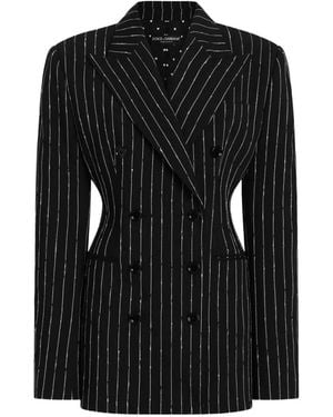 Dolce & Gabbana Doppelreihige Jacke Mit Nadelstreifen - Schwarz