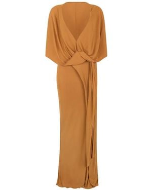 Alberta Ferretti Twist-Detail V-Neck Maxi Dress - Orange