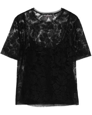 Ermanno Scervino Top Met Bloemenkant - Zwart