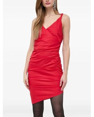Pinko V-Neck Ruched Mini Dress - Red