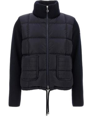 Moncler ニットパネル パデッドジャケット - ブラック