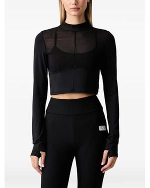 EA7 Train 7.0 Mesh-Panelled Cropped Top And Bra Set - Black
