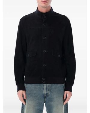 SWD by S.w.o.r.d. Suede Button-Up Jacket - Black