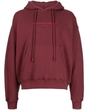Off-White c/o Virgil Abloh Slogan-Print Cotton Hoodie - Red