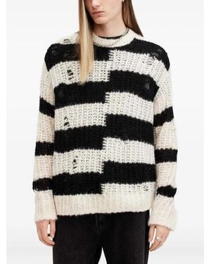 AllSaints Pip Striped Distressed Jumper - Black