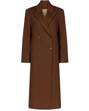 Loulou de Saison Peak Lapel Double-Breasted Coat - Brown