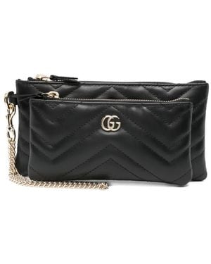 Gucci Quilted Chain Clutch Bag - Black