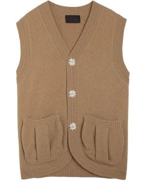 Simone Rocha Cardigan À Perles Artificielles - Marron