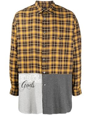 Undercoverism Patchwork Plaid Long-Sleeve Shirt - Yellow