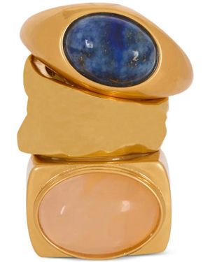 Balmain Geometric Signet Rings Set - Blue