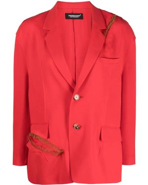Undercover Boxy Distressed Tulle-Trim Blazer - Red