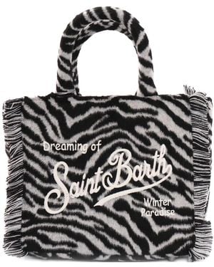 Mc2 Saint Barth Zebra Felt Mini Tote Bag - Black