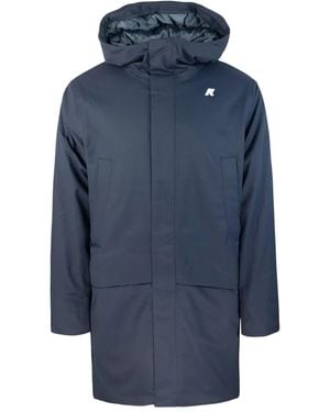 K-Way Hooded Logo-Patch Jacket - Blue