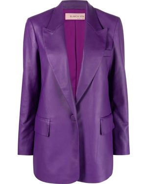 Blanca Vita Faux-Leather Blazer - Purple