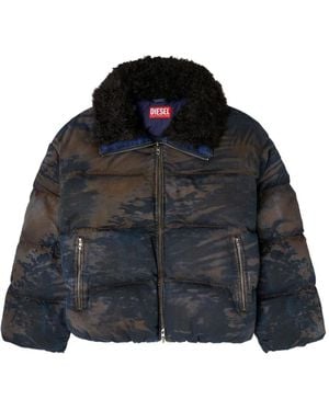 DIESEL Wattierte Jacke mit gestepptem Kragen - Schwarz