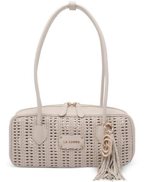La Carrie Woven Zipped Shoulder Bag - White