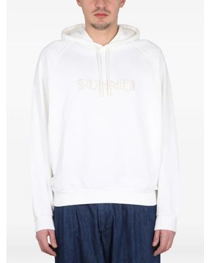 Sunnei Logo-Detail Hoodie - White