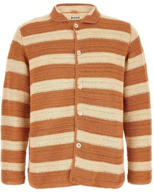 Bode Camicia Sherbet A Righe - Marrone