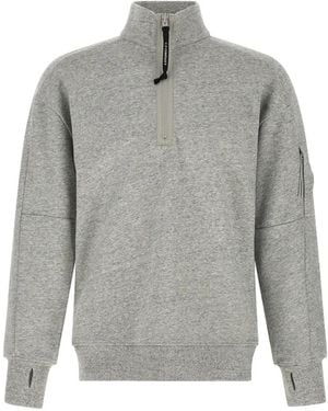 C.P. Company Jersey Con Media Cremallera Y Detalle Lens - Gris