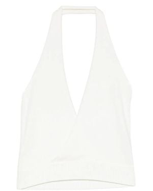 AYA MUSE Halterneck Knitted Tank Top - White