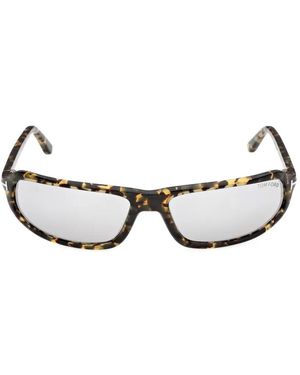 Tom Ford Tortoiseshell-Effect Rectangle-Frame Sunglasses - White