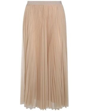 Fabiana Filippi Pleated Tulle Midi Skirt - Natural