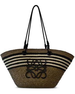 Loewe Striped Anagram Basket Bag - Black