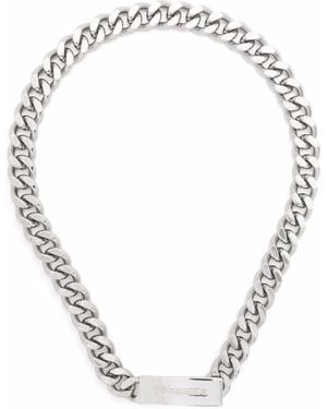 DSquared² Chained2 Logo Plaque Necklace - Metallic