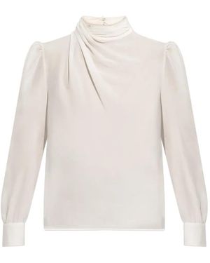 Alessandra Rich Puff Sleeve Blouse - White