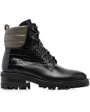 Fabrizio Viti Croco-Embossed Ankle Boots - Black
