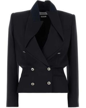 McQueen Double-Breasted Peaked-Lapel Jacket - Black