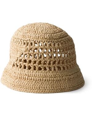 Prada Crochet Bucket Hat - Natural
