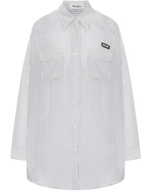 Miu Miu Gestreept Blouse - Wit