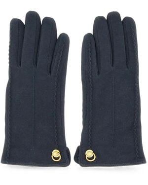 Gianni Chiarini Logo-Rivet Suede Gloves - Blue