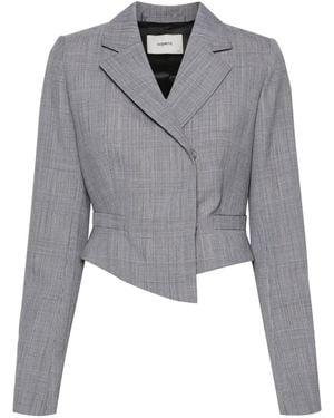 Coperni Checked Cropped Jacket - Women's - Virgin Wool/viscose - Grey