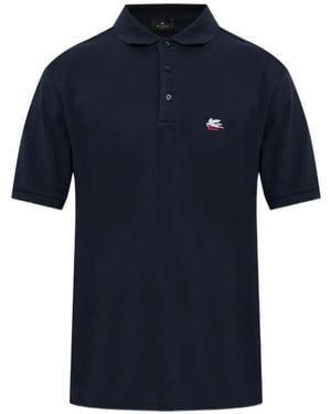 Etro Logo-Embroidered Polo Shirt - Blue