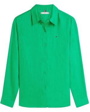 Tommy Hilfiger Logo-Embroidered Button-Down Shirt - Green