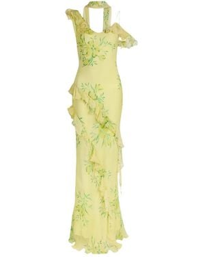 De La Vali Ruffled Floral Maxi Dress - Yellow