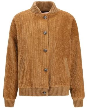 Kristina Ti Corduroy-Effect Bomber Jacket - Brown