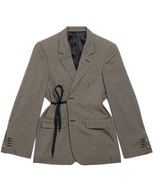 Balenciaga Checked Tie Blazer - Grey