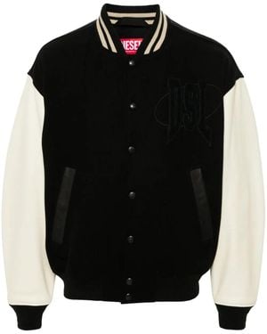 DIESEL Color-Block Wool Blend Jacket - Black