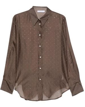 Manuel Ritz Crystal-Embellished Semi-Sheer Shirt - Brown