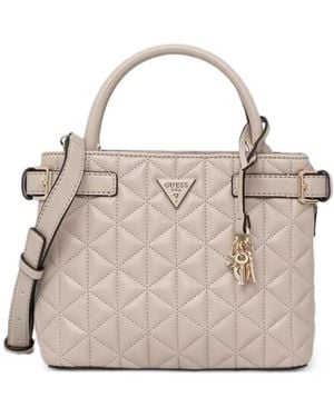 Guess Quilted Satchel Bag - Natural