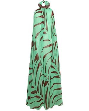 Johanna Ortiz Midikleid mit abstraktem Print - Grün