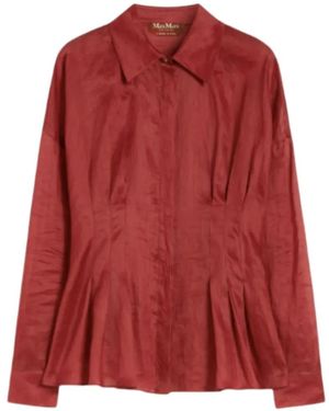 Max Mara Corset-Detail Ramie Shirt - Red