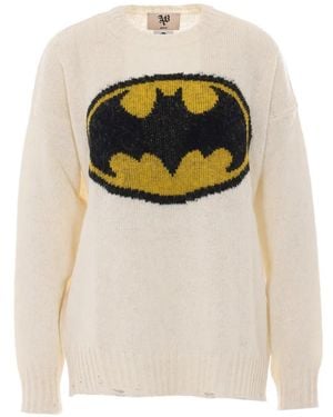Aniye By Batman-Intarsia Distressed Sweater - White