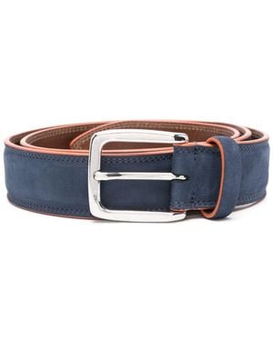 Moorer Buckled Suede Belt - Blue